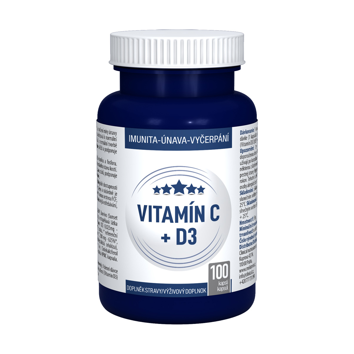 Clinical Vitamín C + D3 100 kapslí Clinical