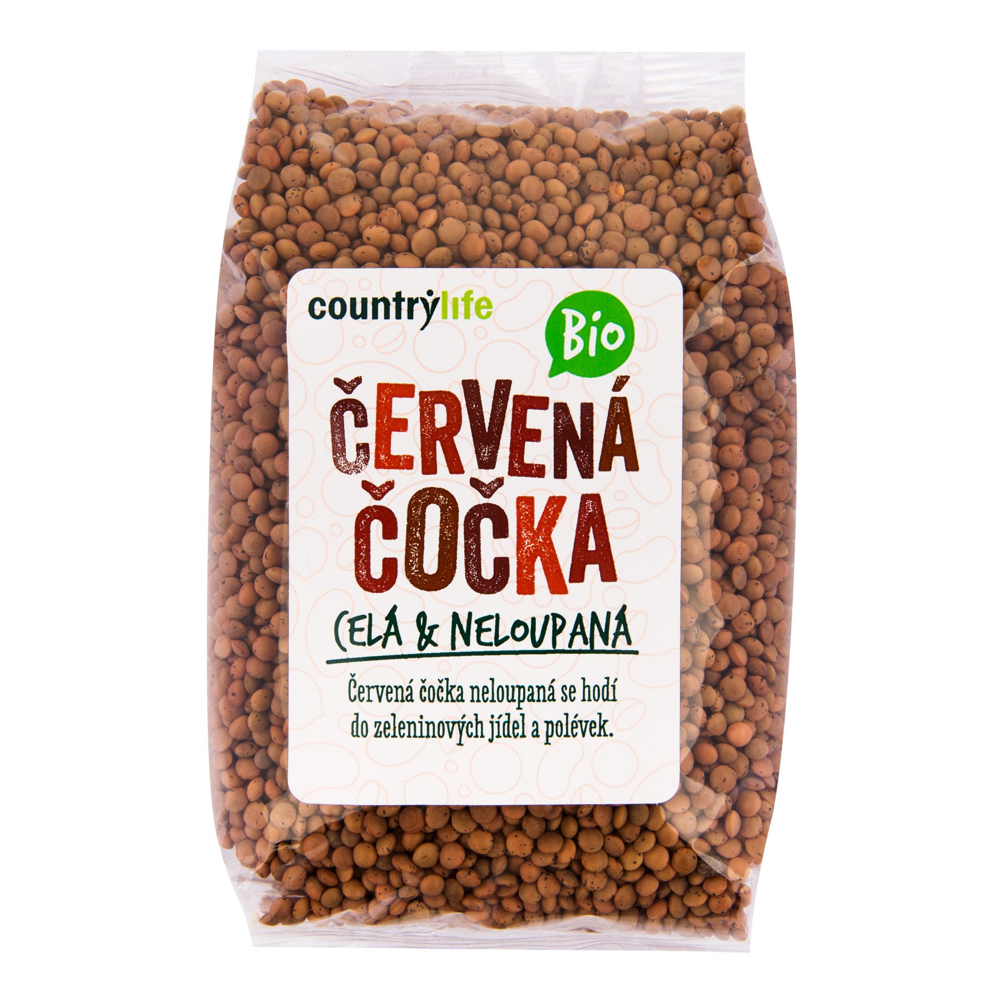 Country Life Čočka červená BIO celá neloupaná 500 g Country Life