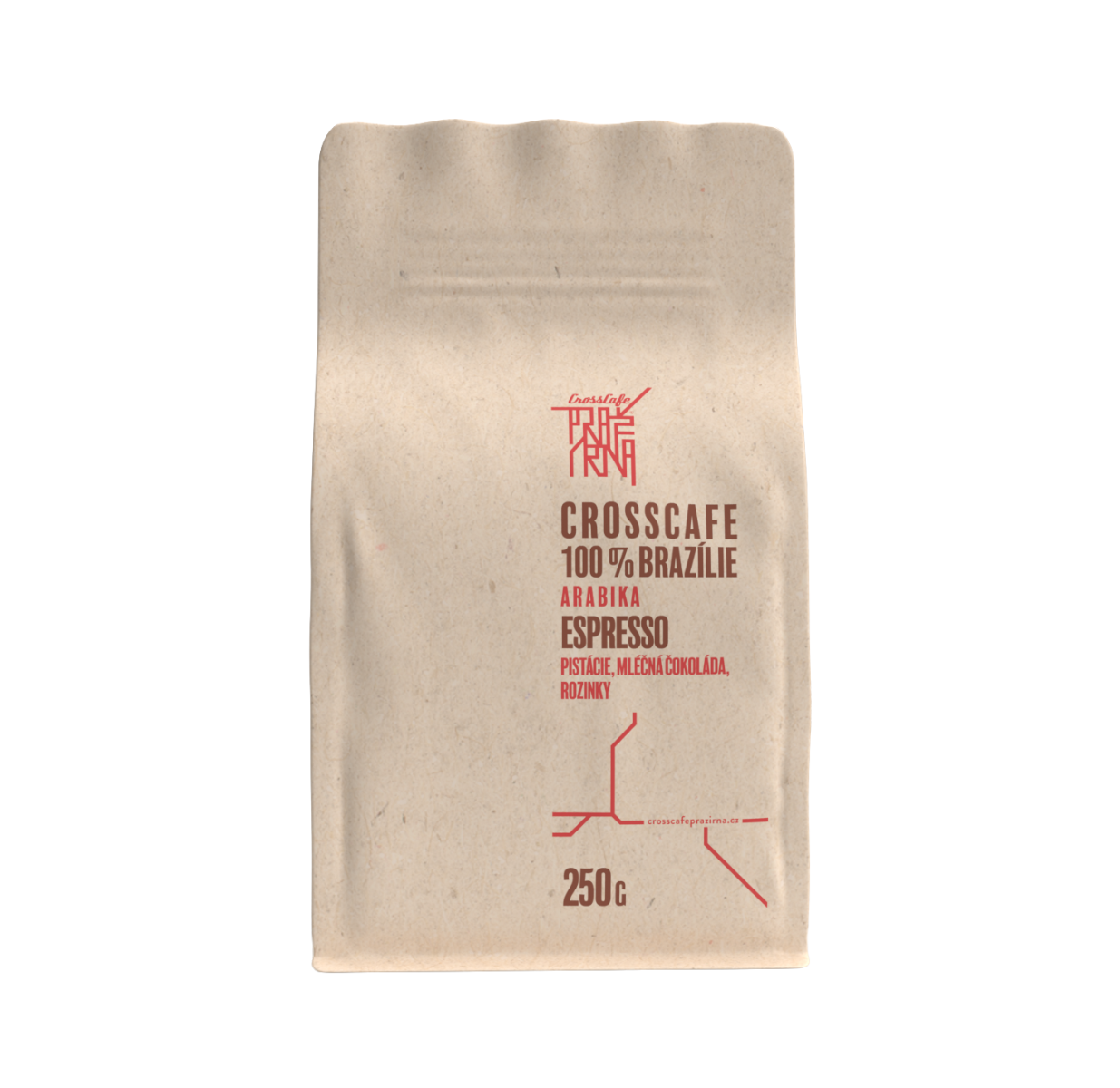 CrossCafe Pražírna 100% Brazil 100% Arabica zrnková káva 250 g CrossCafe Pražírna