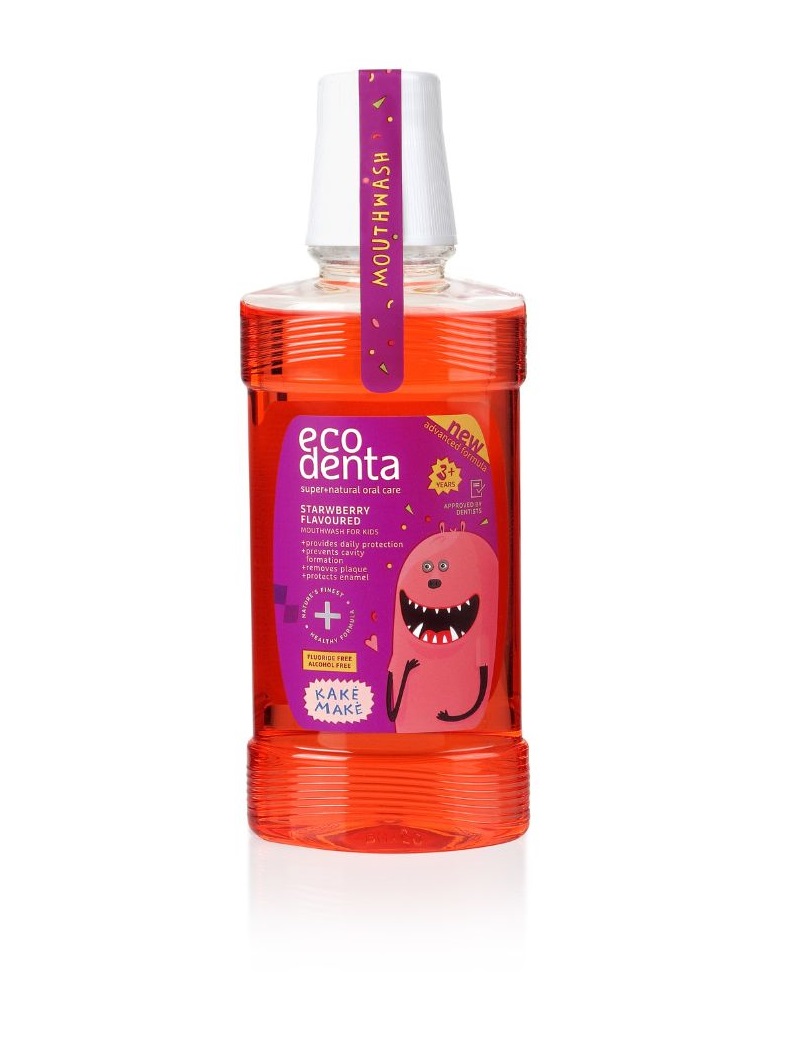 ECODENTA Kake Make Dětská ústní voda s jahodovou příchutí 250 ml ECODENTA