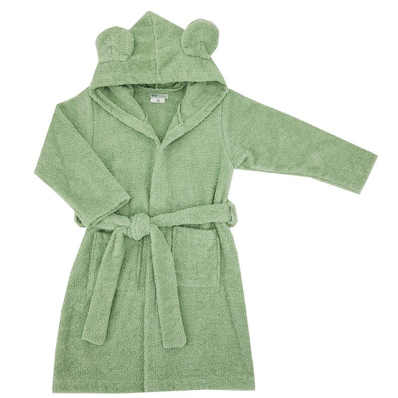 Eko Župan bavlněný s kapucí a oušky Olive green vel. L 80-86 Eko