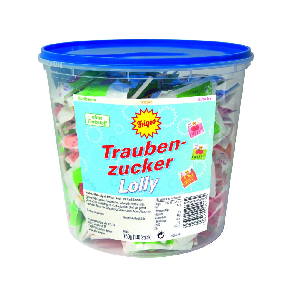 Frigeo-Werk Traubenzucker Lolly lízátka z hroznového cukru 100 ks Frigeo-Werk
