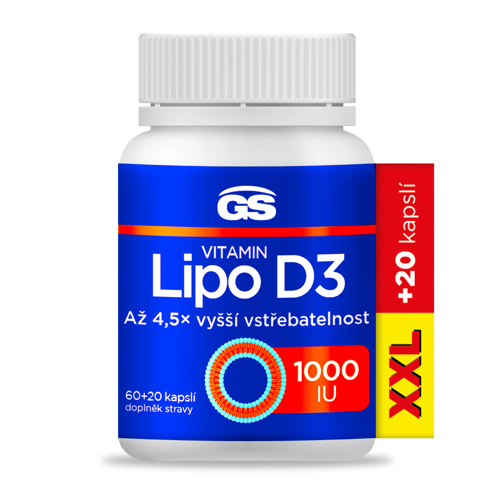 GS Vitamin Lipo D3 1000 IU XXL 60+20 kapslí GS