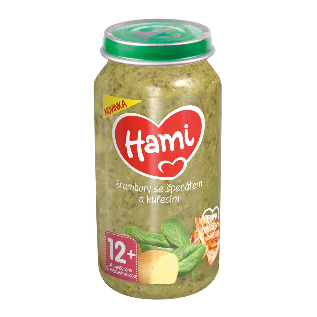 Hami Brambory se špenátem a kuřecím 12m+ 250 g Hami