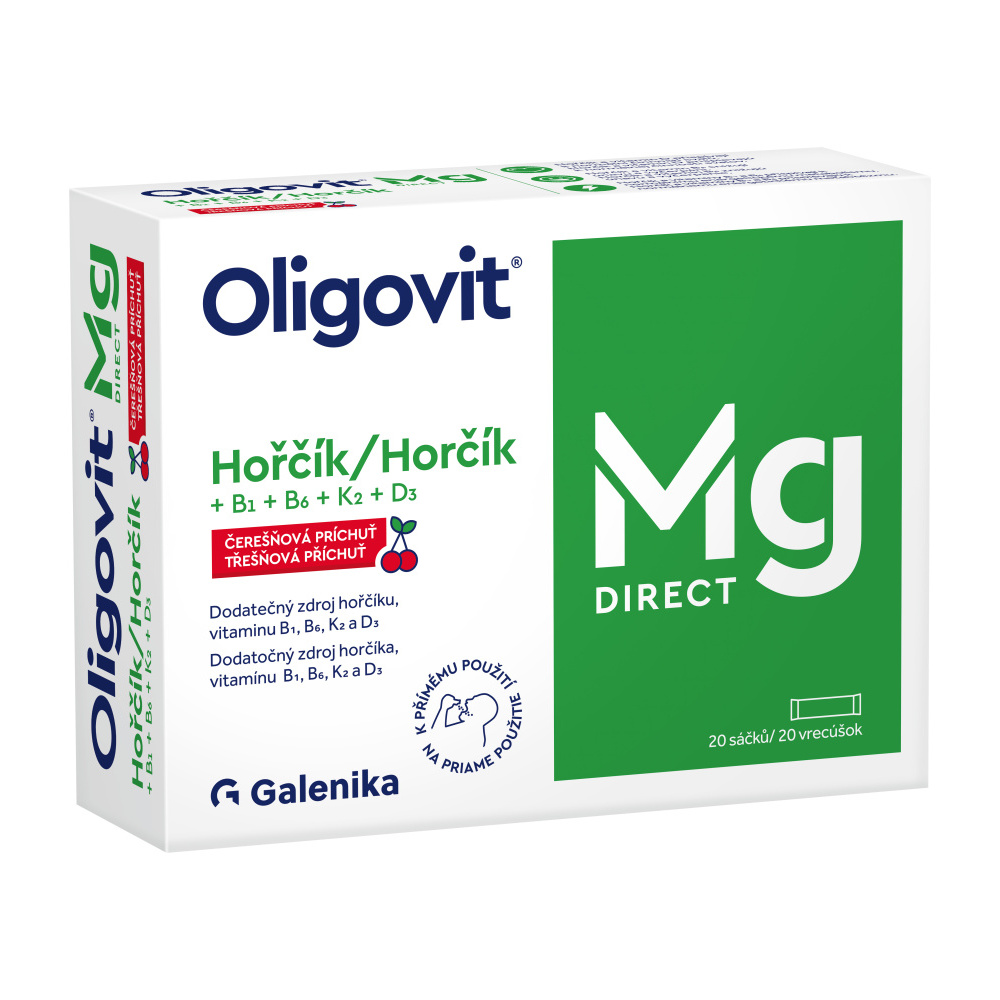 Oligovit Mg DIRECT Hořčík + B1 + B6 + K2 + D3 20 sáčků Oligovit