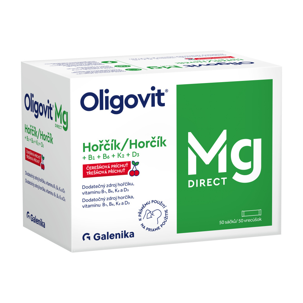 Oligovit Mg DIRECT Hořčík + B1 + B6 + K2 + D3 50 sáčků Oligovit