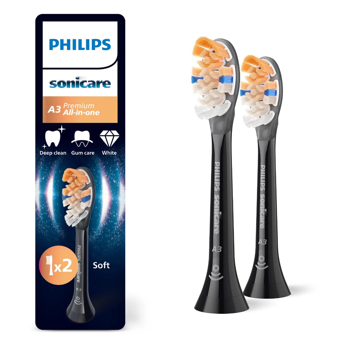 Philips Sonicare A3 Premium HX9092/88 náhradní hlavice 2 ks černé Philips Sonicare