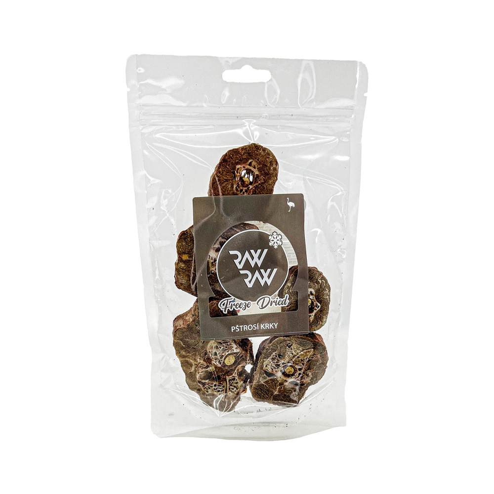 Raw Raw Mrazem sušené pštrosí krky pamlsky pro psy 60 g Raw Raw