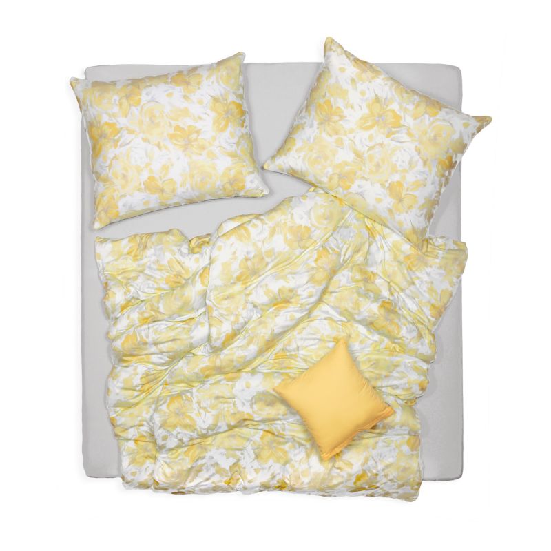 SCANquilt povlečení ART JERSEY renoir bíložlutošedá 140 x 200/70 x 90 cm SCANquilt