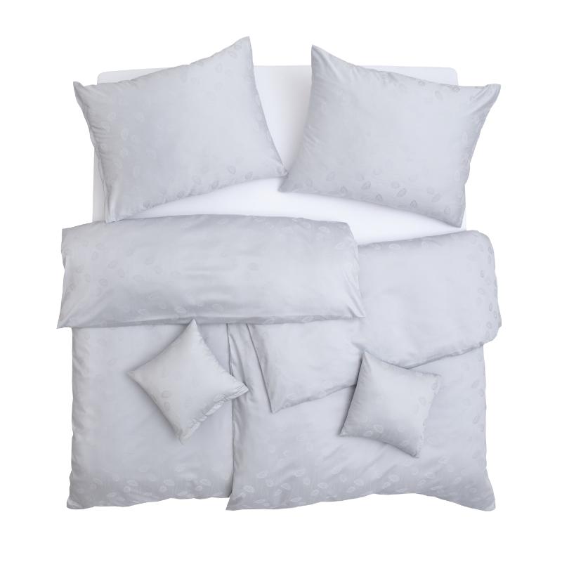 SCANquilt povlečení EXCLUSIVE TENCEL PLUS peříčka světle šedá 140 x 200/70 x 90 cm SCANquilt