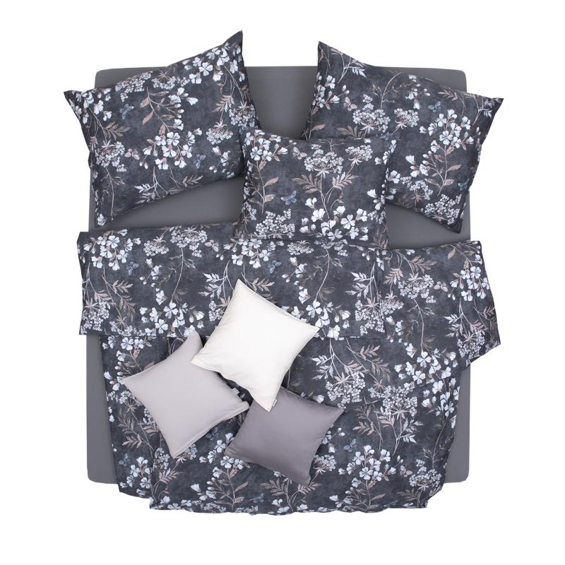 SCANquilt povlečení SATÉN DESIGN avita tmavě šedá 140 x 200/70 x 90 cm SCANquilt