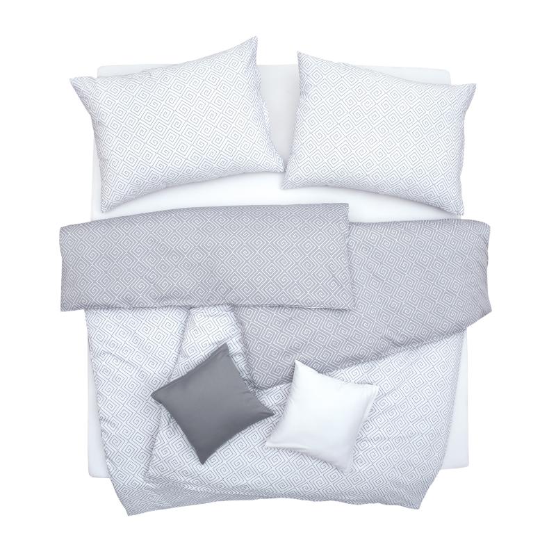 SCANquilt povlečení SATÉN DESIGN kristal bílošedá+šedobílá 140 x 200/70 x 90 cm SCANquilt
