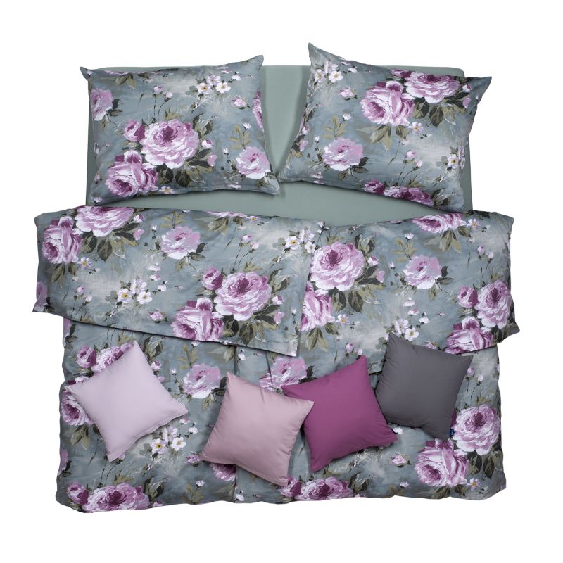 SCANquilt povlečení SATÉN DESIGN stella zelenorůžová 140 x 200/70 x 90 cm SCANquilt