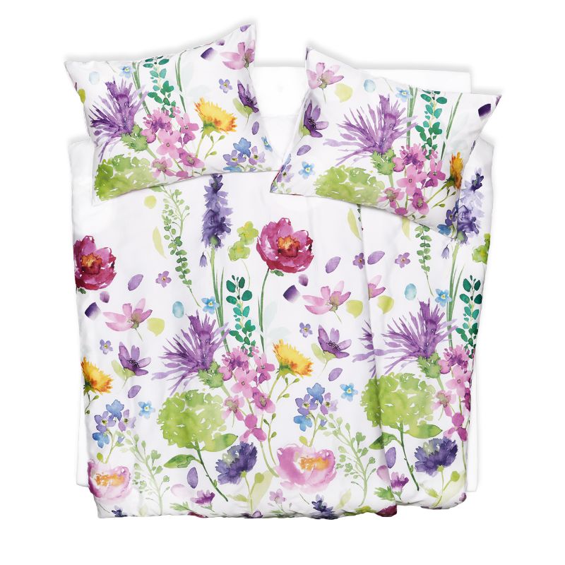 SCANquilt povlečení SATÉN TENCEL DESIGN florisa bílopestrá 140 x 200/70 x 90 cm SCANquilt