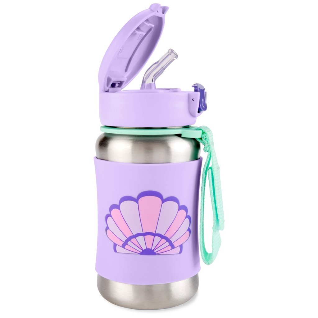 SKIP HOP Spark Style Láhev s brčkem na vodu nerez Mušle 12m+ SKIP HOP