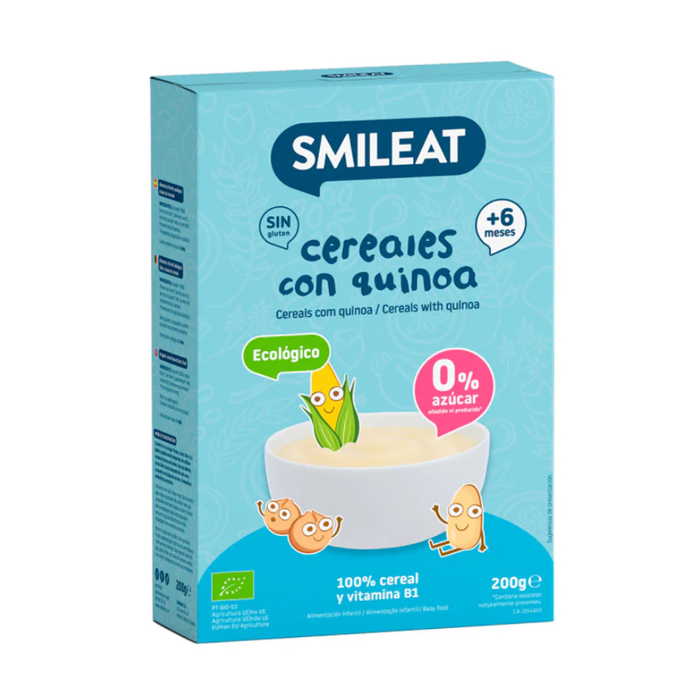 Smileat BIO dětská kaše 4 druhy cereálií s quinoou a vitaminem B1 6M+ 200 g Smileat
