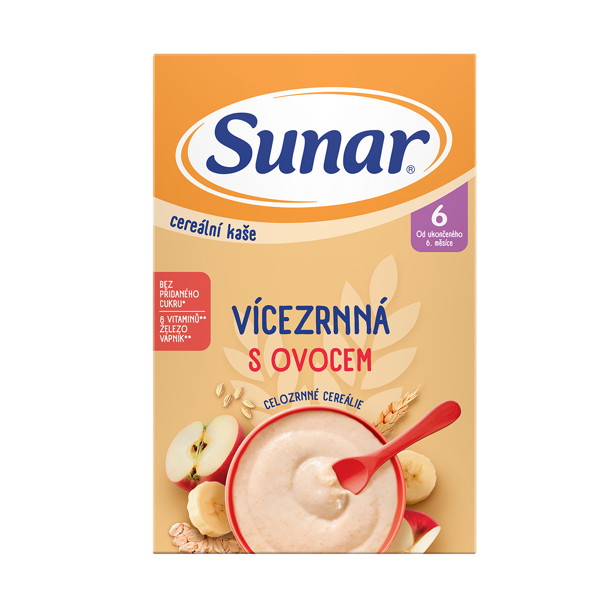 Sunar Cereální kaše vícezrnná s ovocem 210 g Sunar