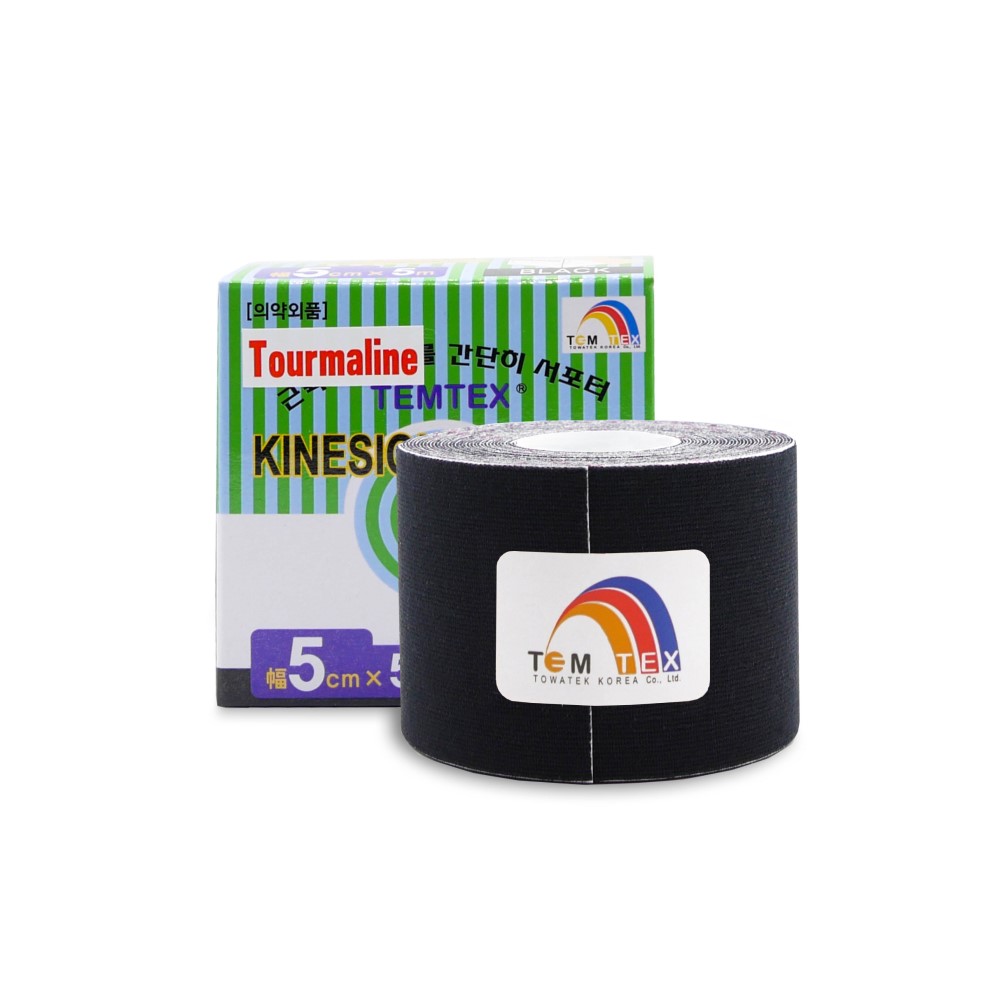 TEMTEX Kinesio tape Tourmaline 5 cm x 5 m tejpovací páska černá TEMTEX