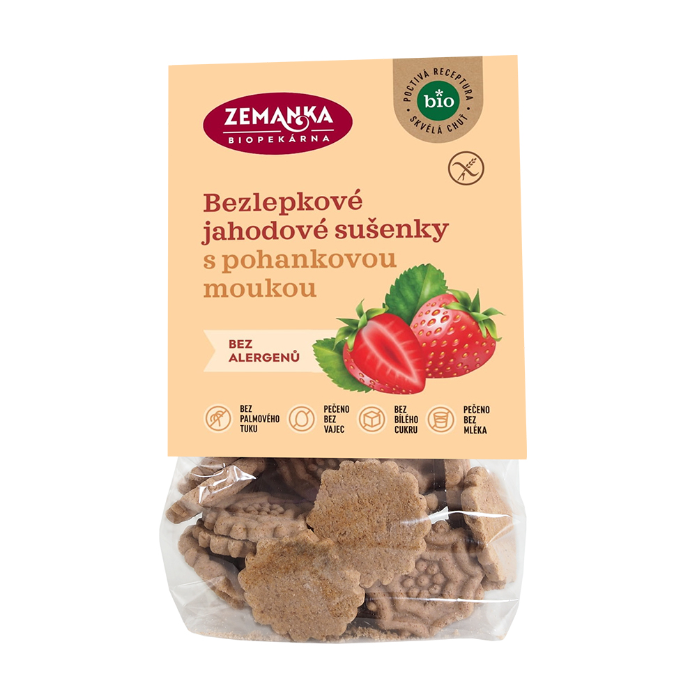 Zemanka BIO Bezlepkové jahodové sušenky s pohankovou moukou 100 g Zemanka