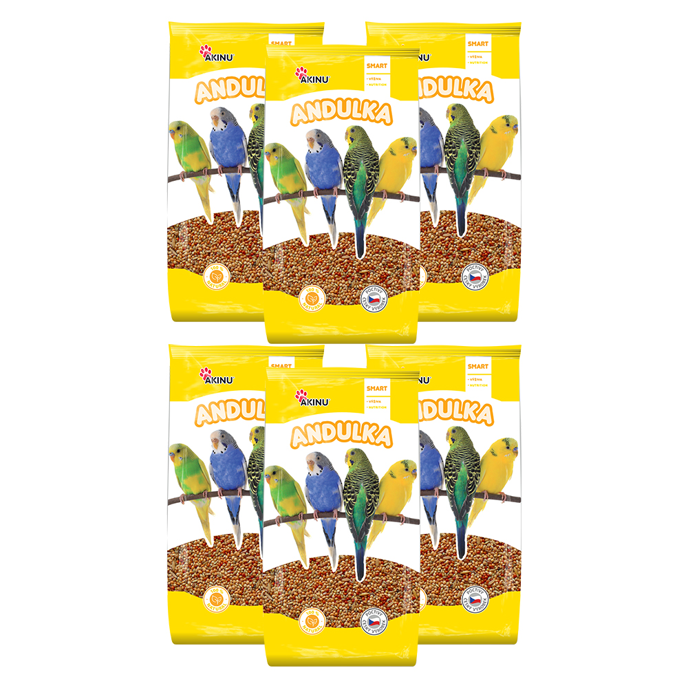 Akinu Kompletní menu krmivo pro andulky 6 x 1 kg Akinu