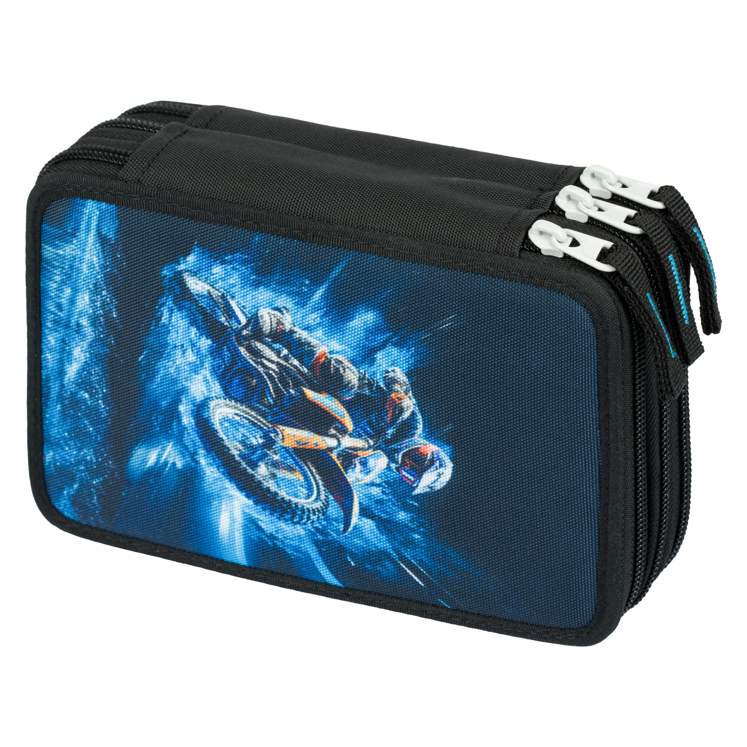 Baagl Školní penál třípatrový Motorka Baagl