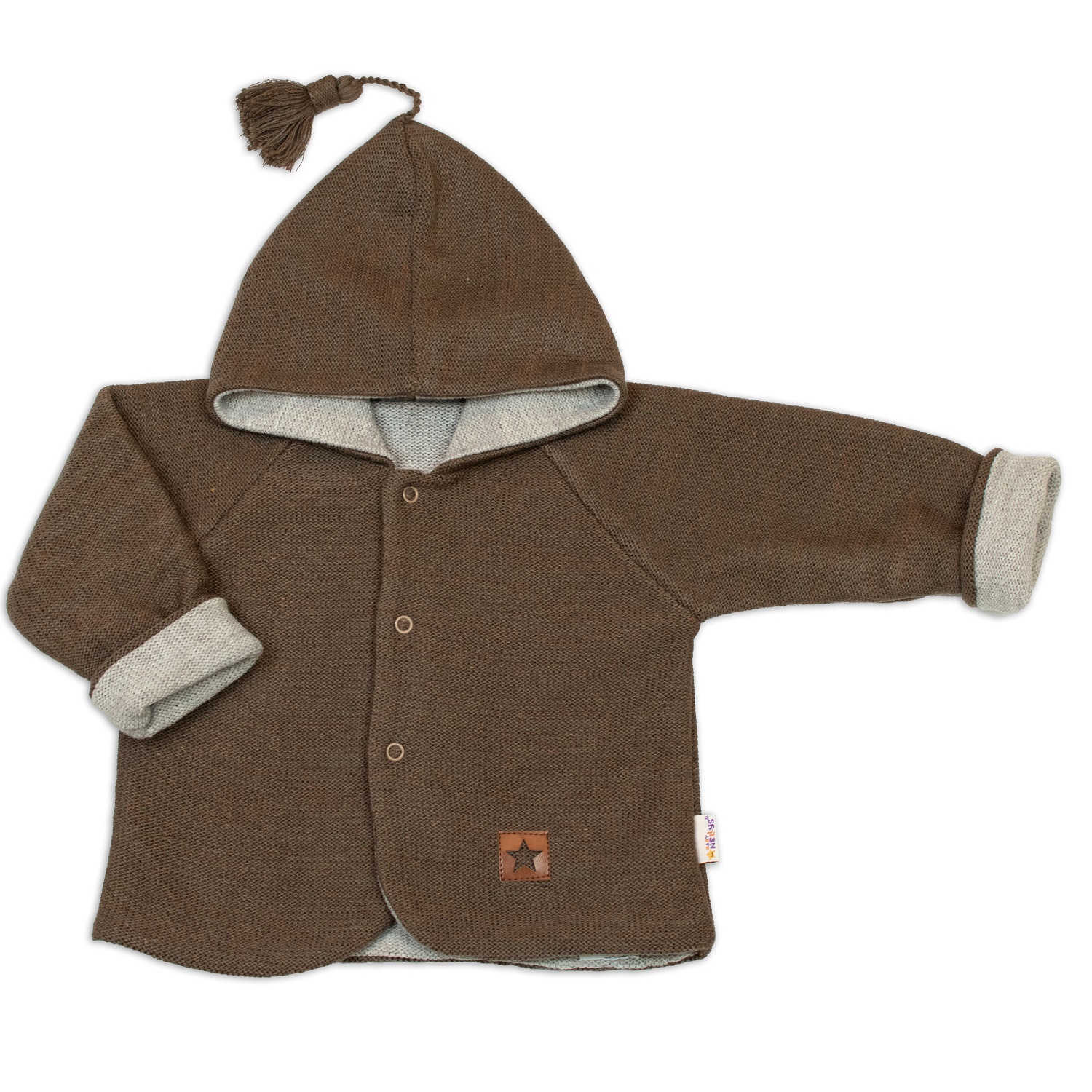 Baby Nellys Pletený  kabátek/bundička s kapucí Star