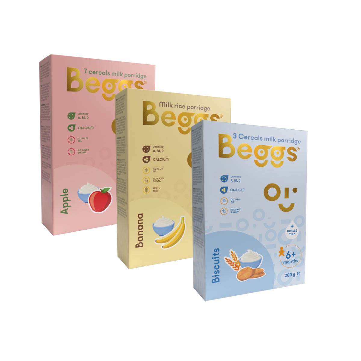 Beggs Mix kaší s plnotučným mlékem 3x200 g Beggs