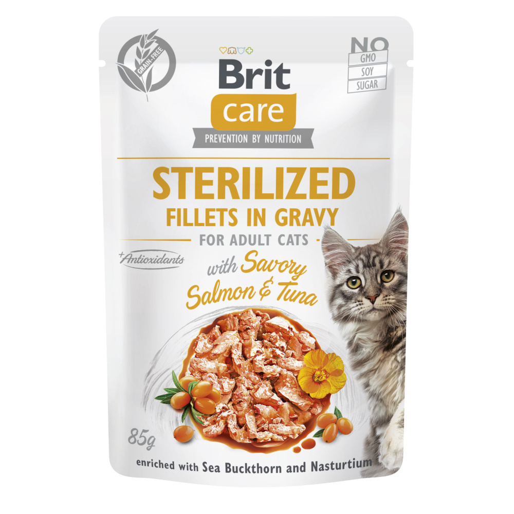 Brit Care Cat Sterilized - Fillets in Gravy with Savory Salmon&Tuna 85 g Brit Care
