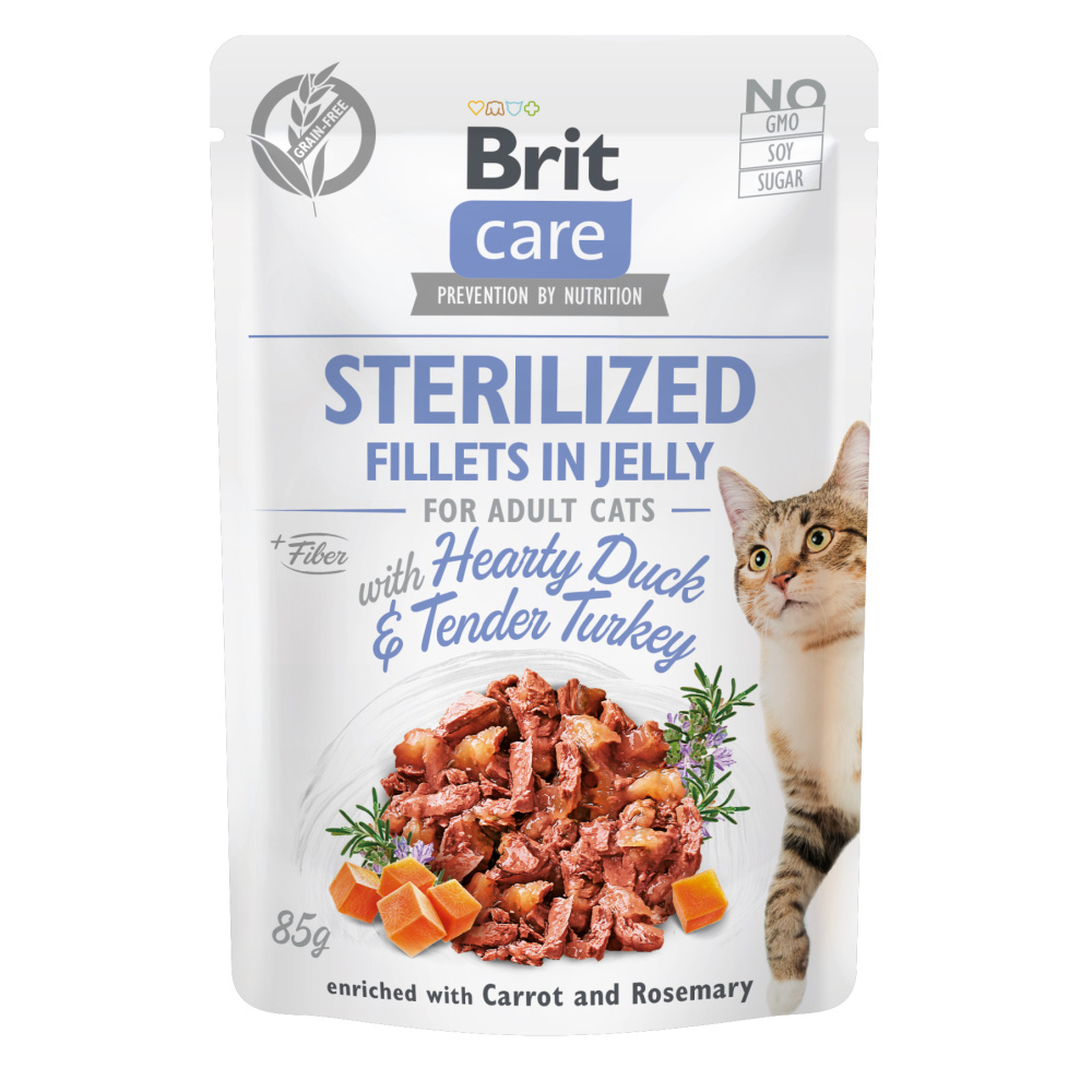 Brit Care Cat Sterilized - Fillets in Jelly with Hearty Duck & Tender Turkey 85 g Brit Care
