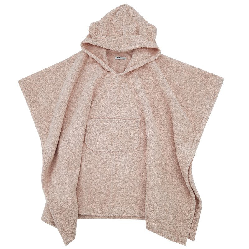 Eko Pončo bavlněné s kapucí a oušky Powder pink 75x120 cm Eko