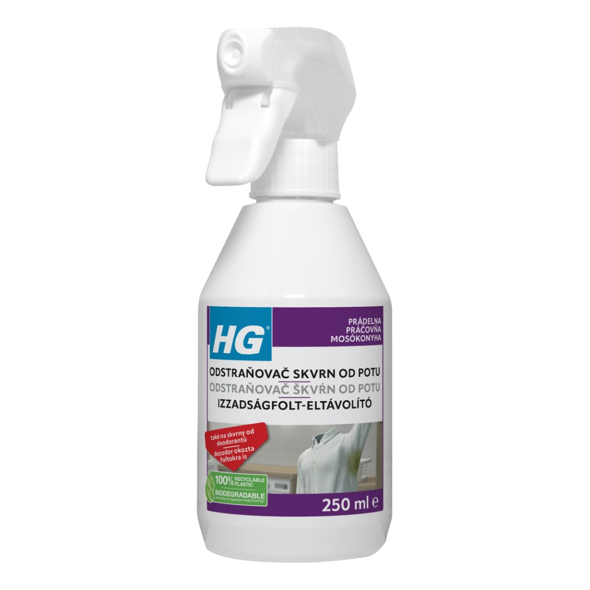 HG Odstraňovač skvrn od potu 250 ml HG