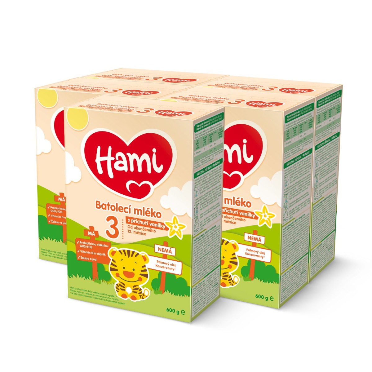 Hami 3 s příchutí vanilky 5x600 g Hami