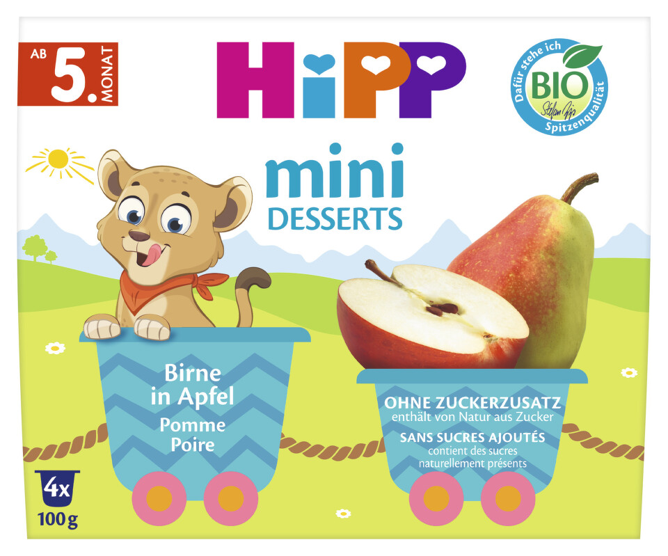 Hipp BIO Mini dezert Jablka s hruškami 4x100 g Hipp