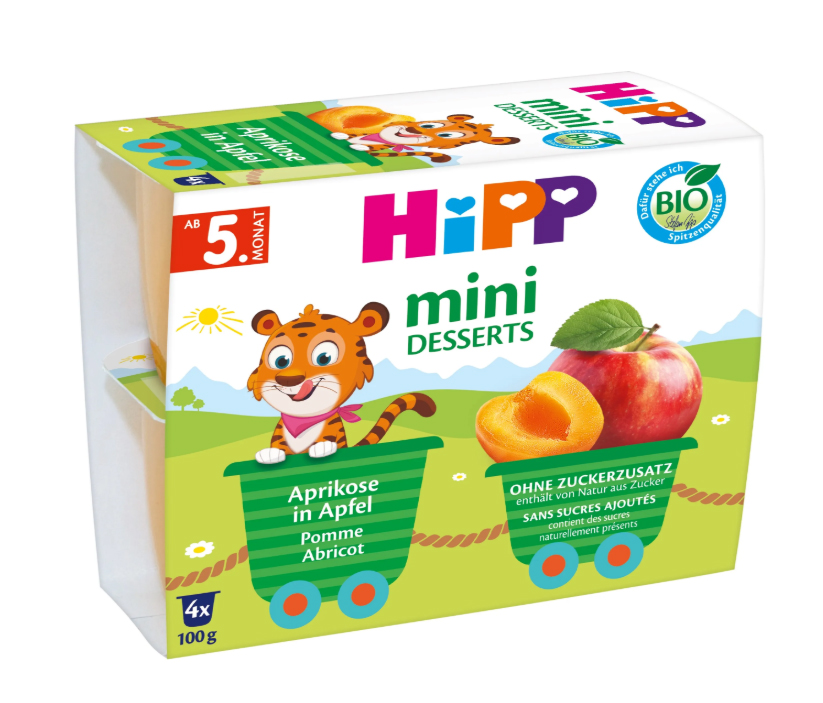 Hipp BIO Mini dezert Jablka s meruňkami 4x100 g Hipp