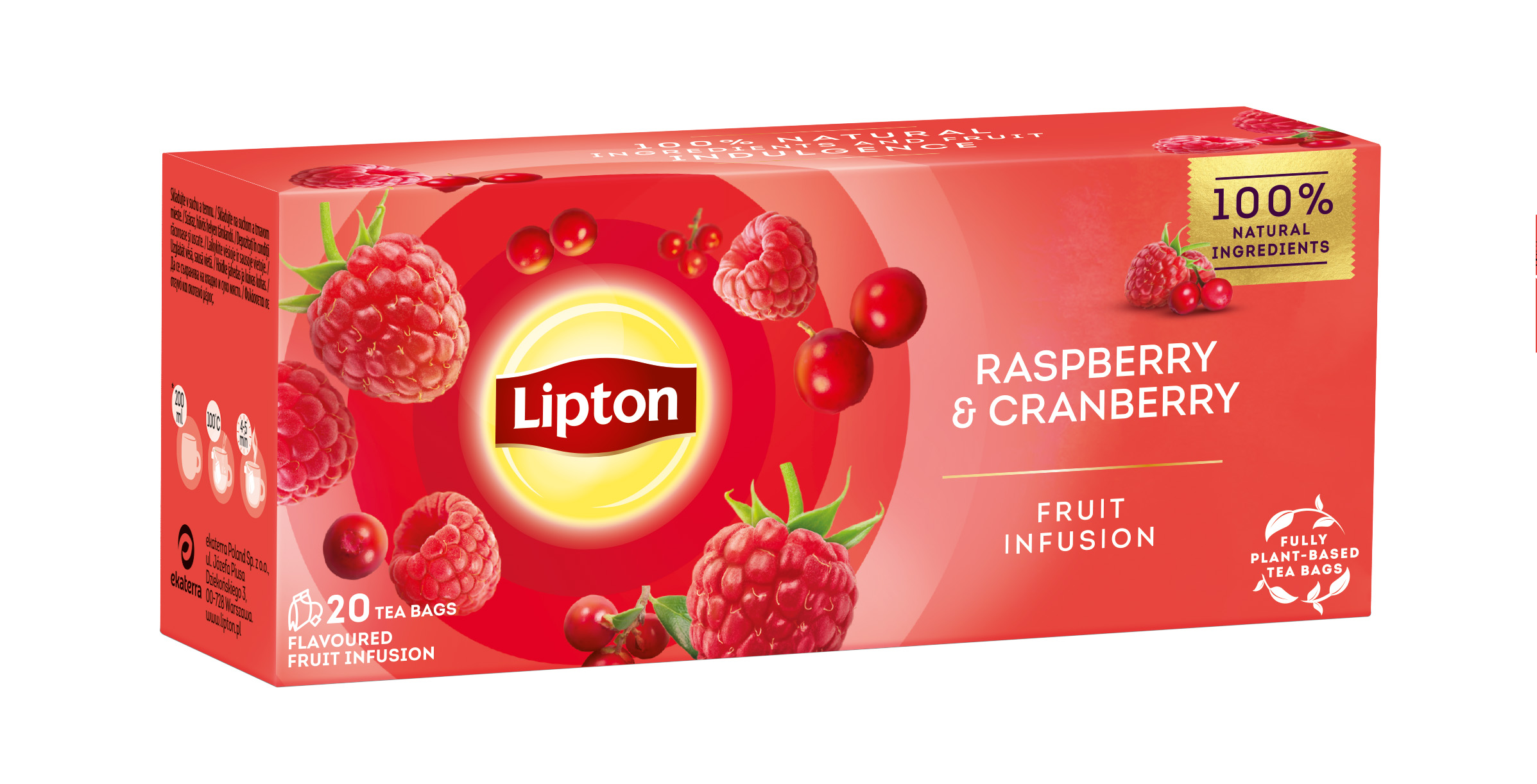 Lipton Raspberry & Cranberry porcovaný čaj 20x1