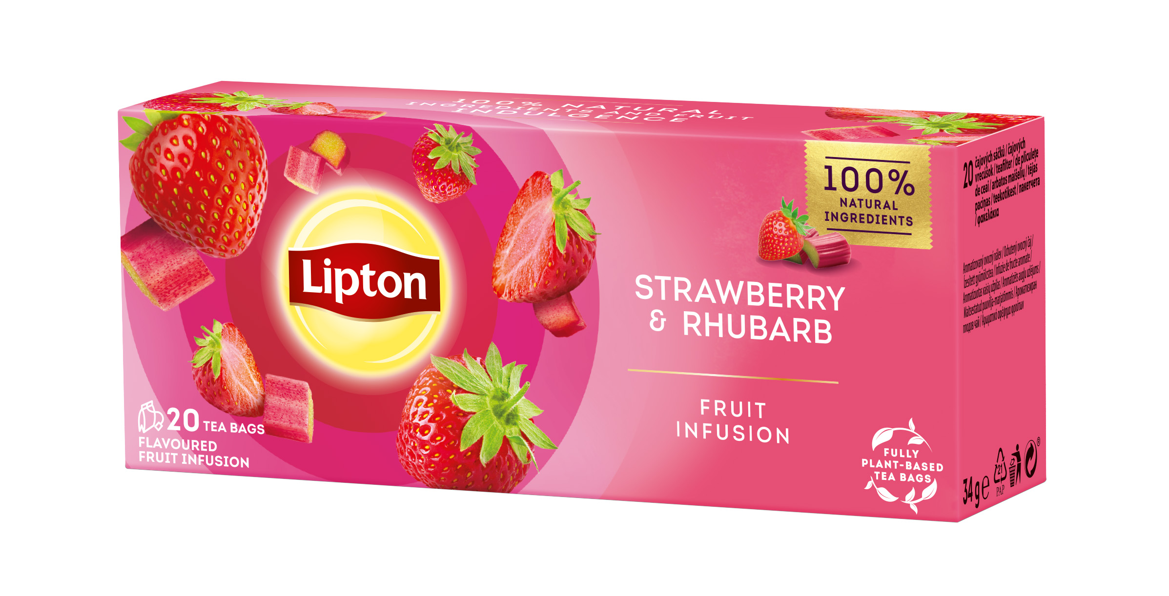 Lipton Strawberry & Rhubarb porcovaný čaj 20x1