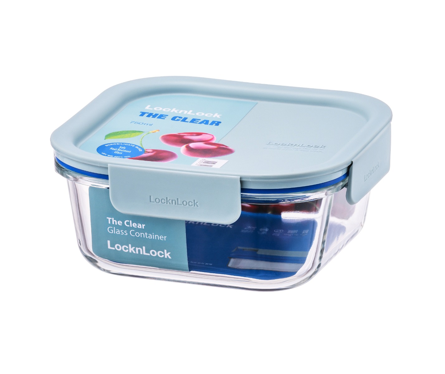 Lock&Lock Clear Dóza čtvercová 750 ml borosilikátové sklo 1 ks mint Lock&Lock