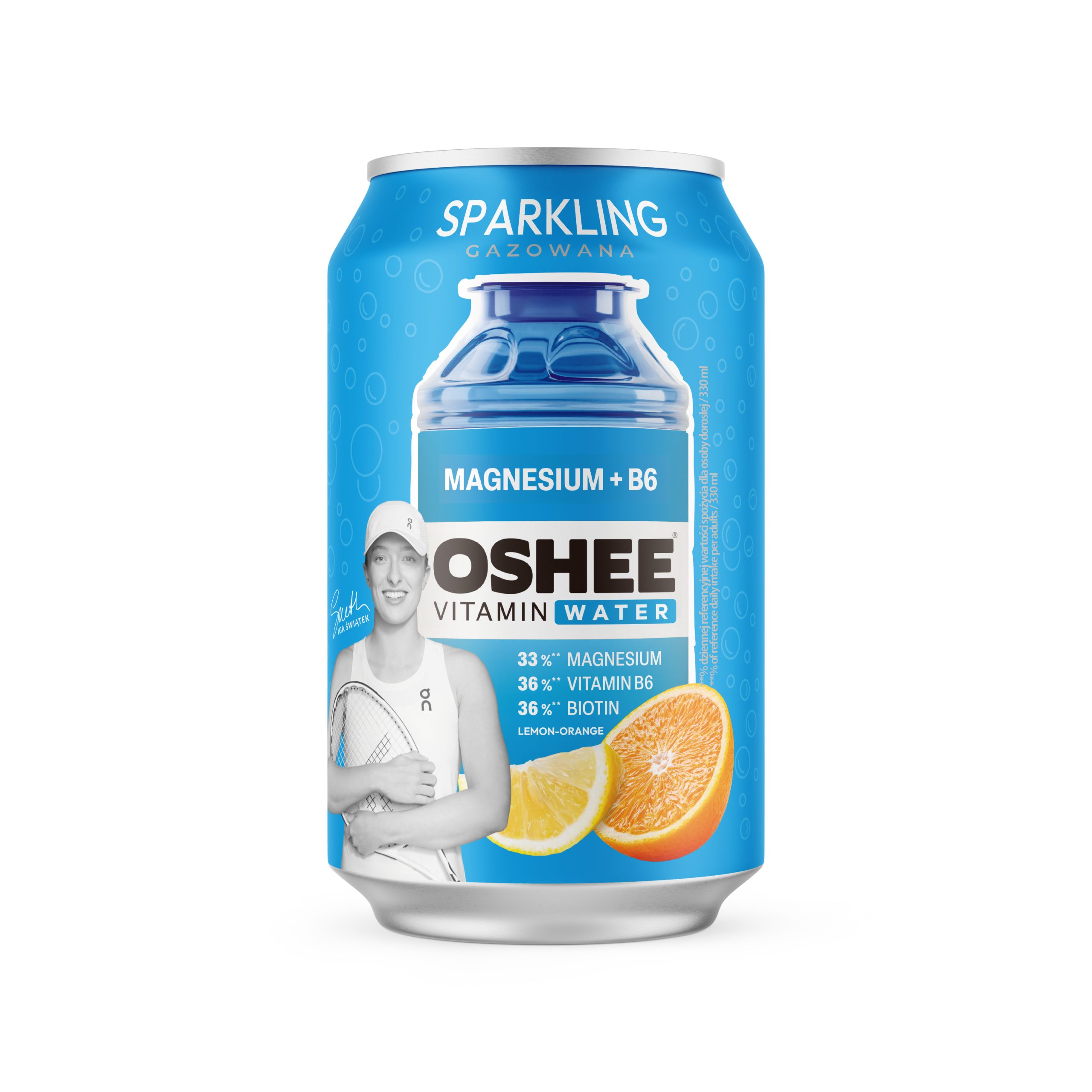 OSHEE Vitamínová perlivá voda Magnesium+B6 citron–pomeranč 330 ml OSHEE