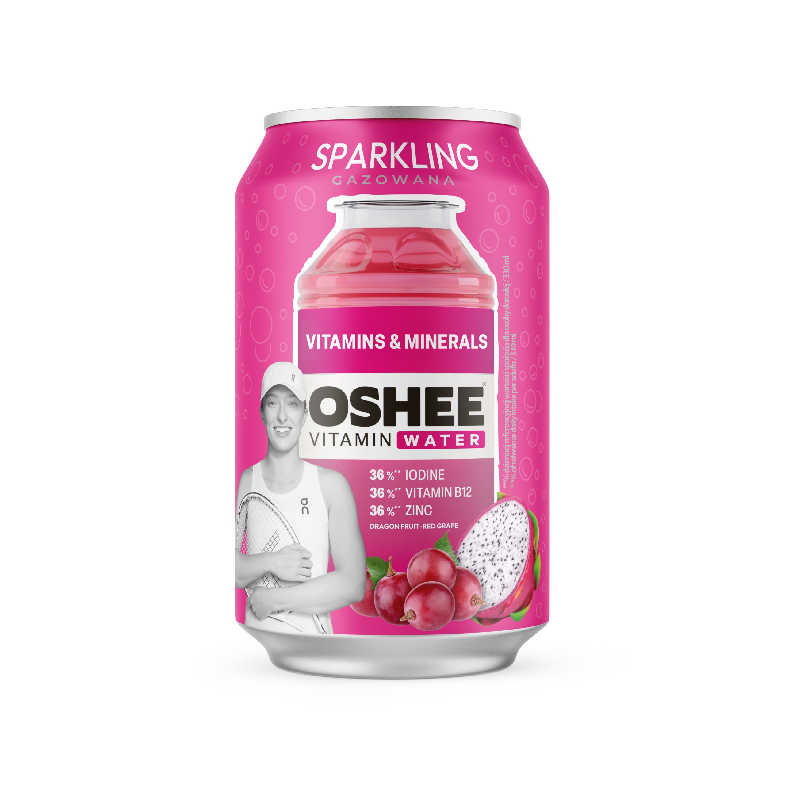 OSHEE Vitamínová perlivá voda minerály & vitamíny hrozen–pitaya 330 ml OSHEE