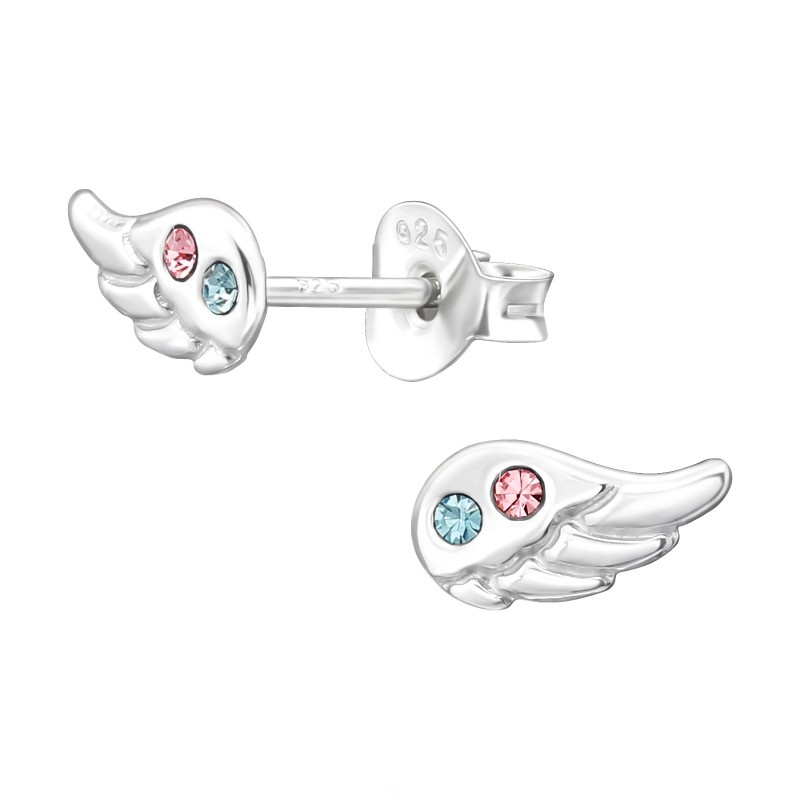 SILVER Dětské stříbrné náušničky Křídla Angel