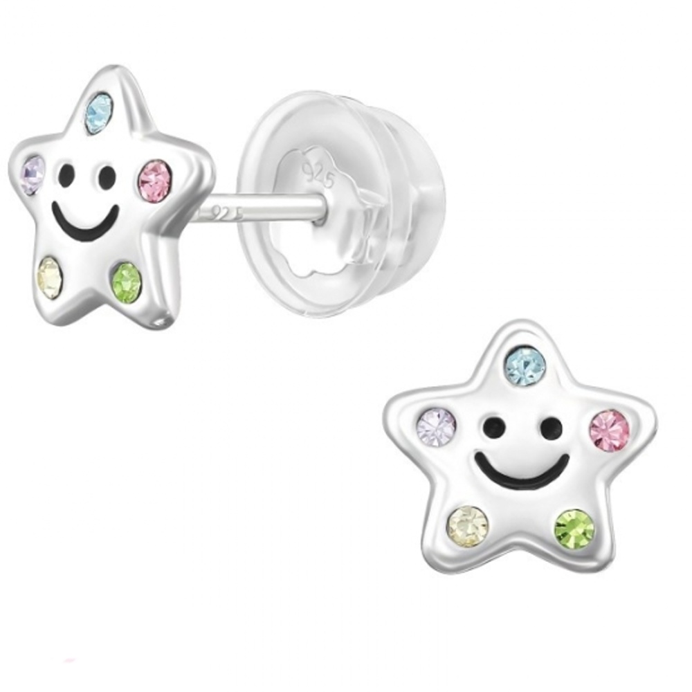 SILVER Dětské stříbrné náušničky Star Smile premium SILVER