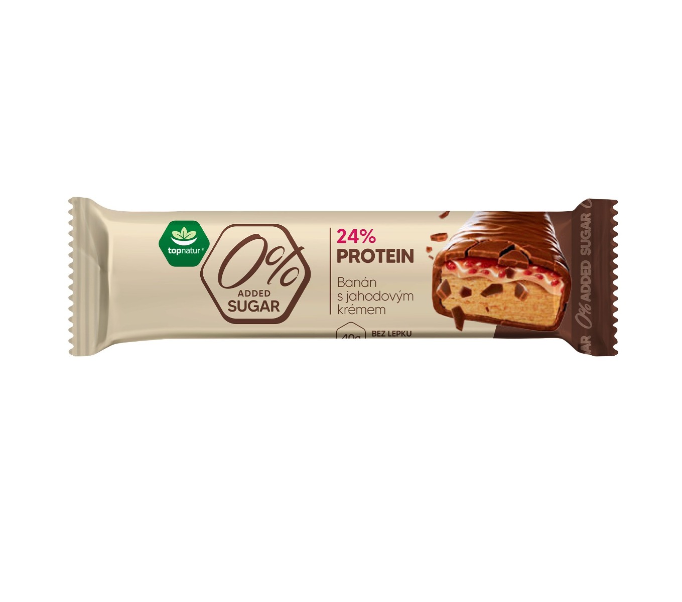 Topnatur 0% Added Sugar Proteinová tyčinka Banán s jahodovým krémem 40 g Topnatur