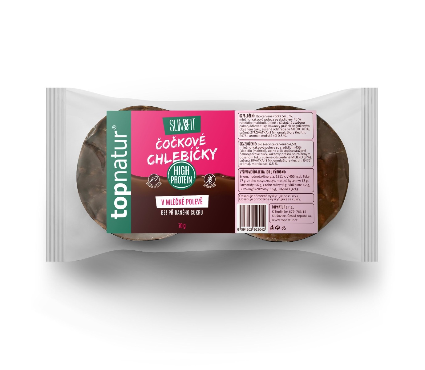 Topnatur Slim&Fit Čočkové chlebíčky v mléčné polevě 70 g Topnatur
