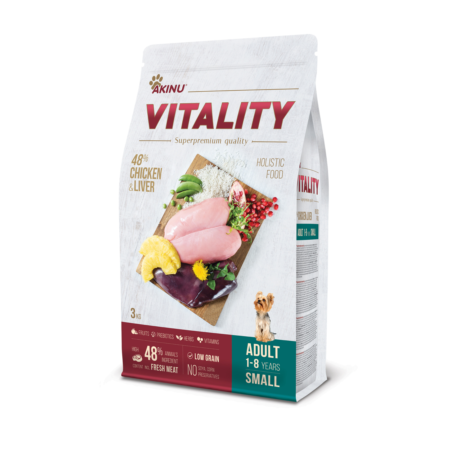 Akinu VITALITY kuřecí & játrové granule pro psy malých plemen 3 kg Akinu