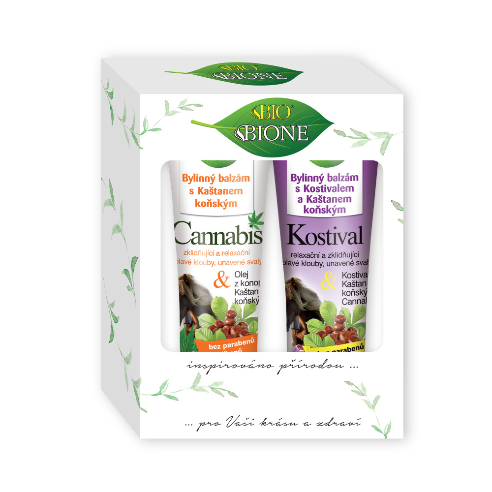 BIO BIONE Cannabis balzám + Kostival balzám dárková kazeta 2 ks BIO BIONE