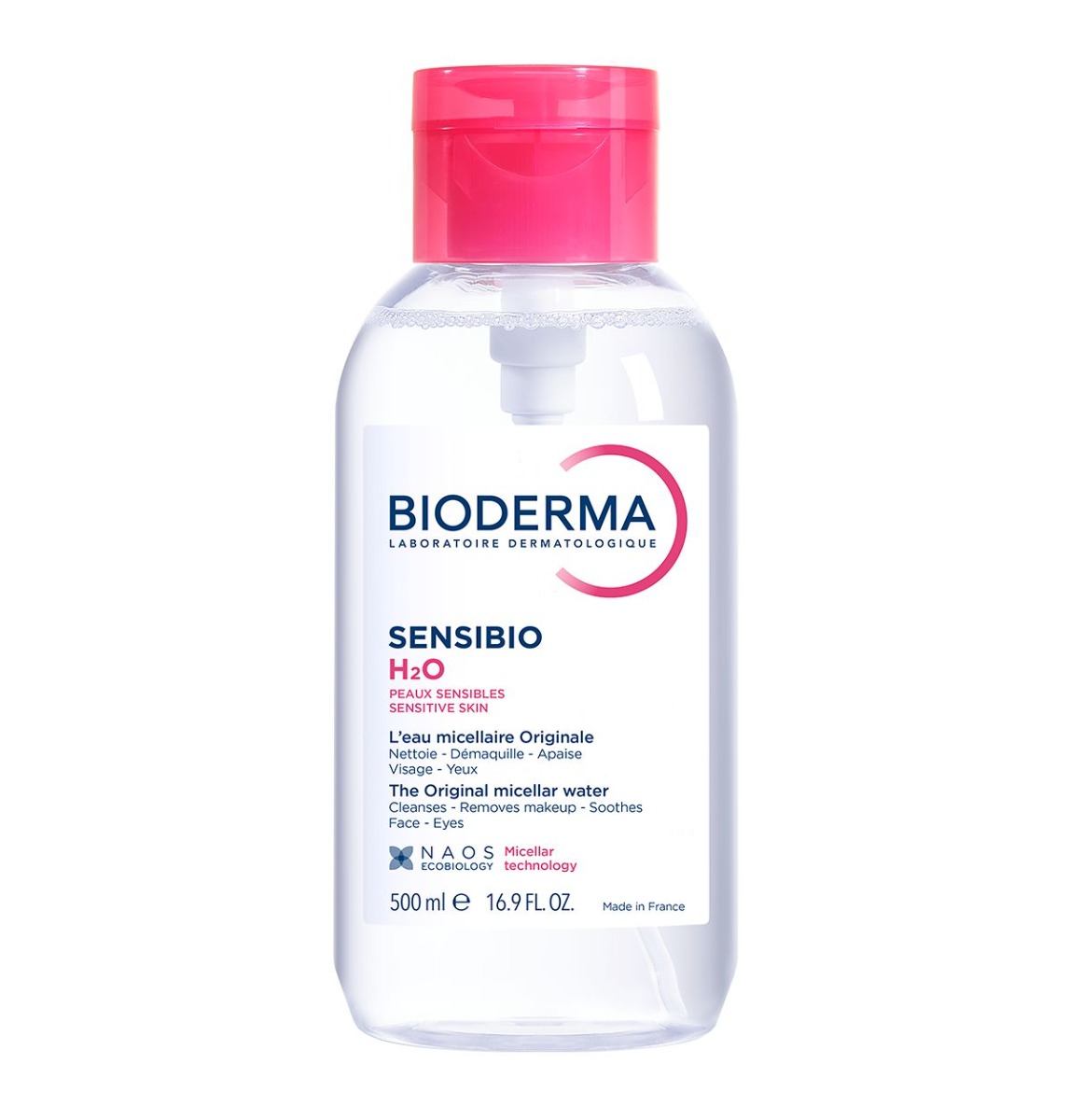 BIODERMA Sensibio H2O micelární voda na citlivou pleť s pumpou 500 ml BIODERMA