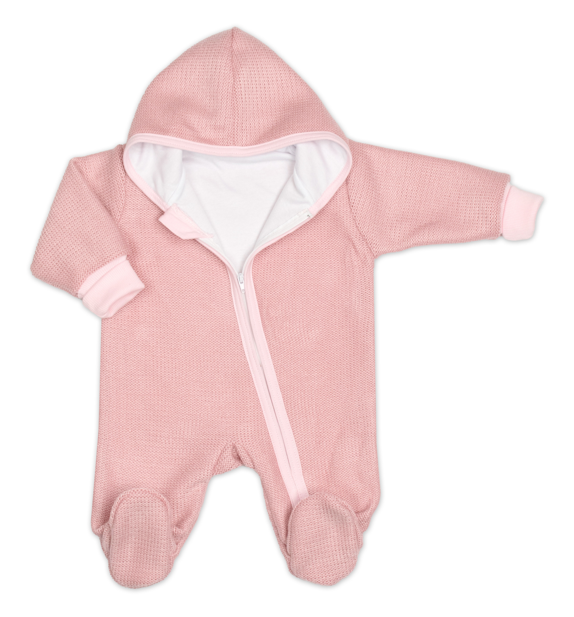 Baby Nellys Pletený overal s kapucí