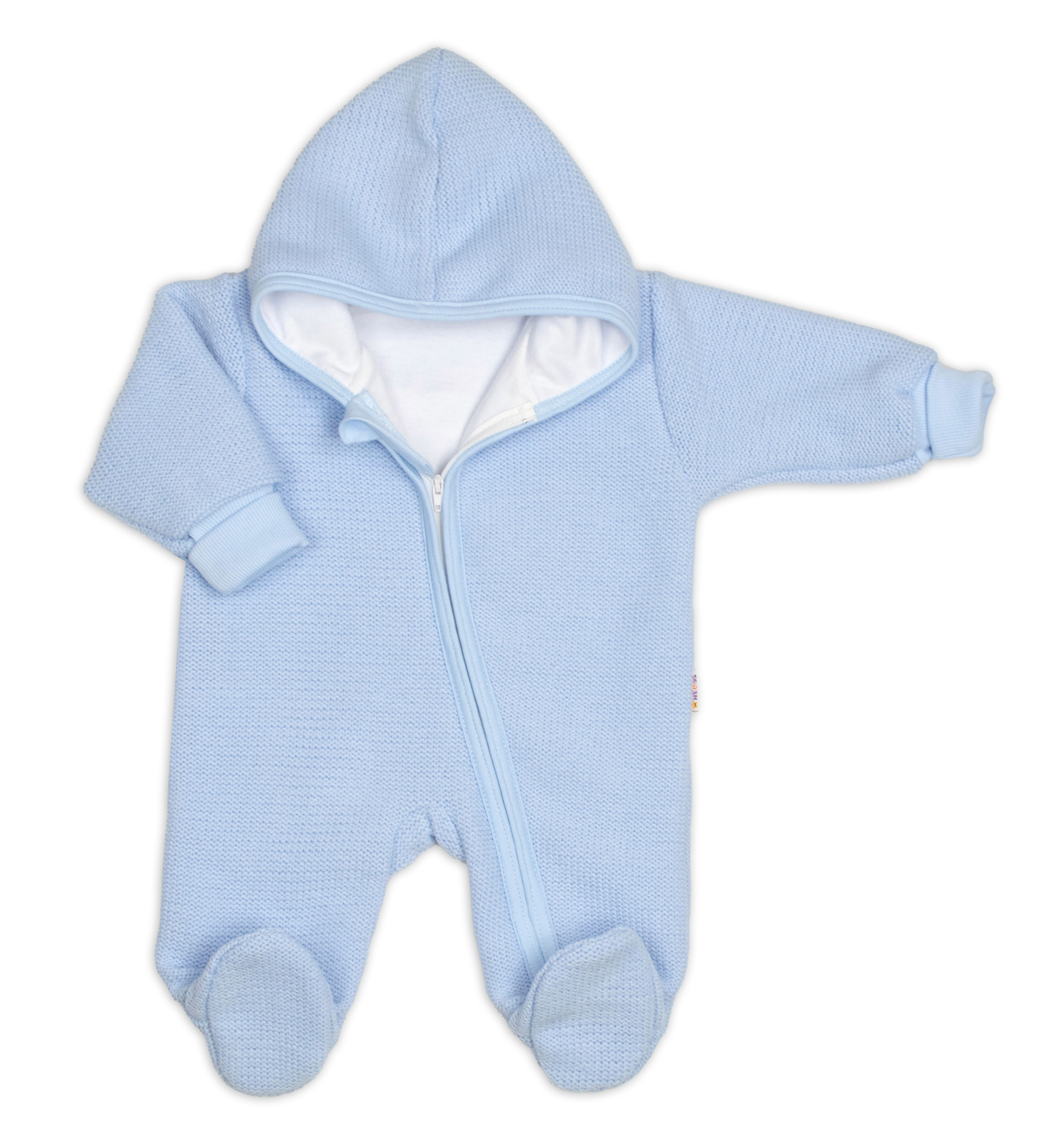 Baby Nellys Pletený overal s kapucí