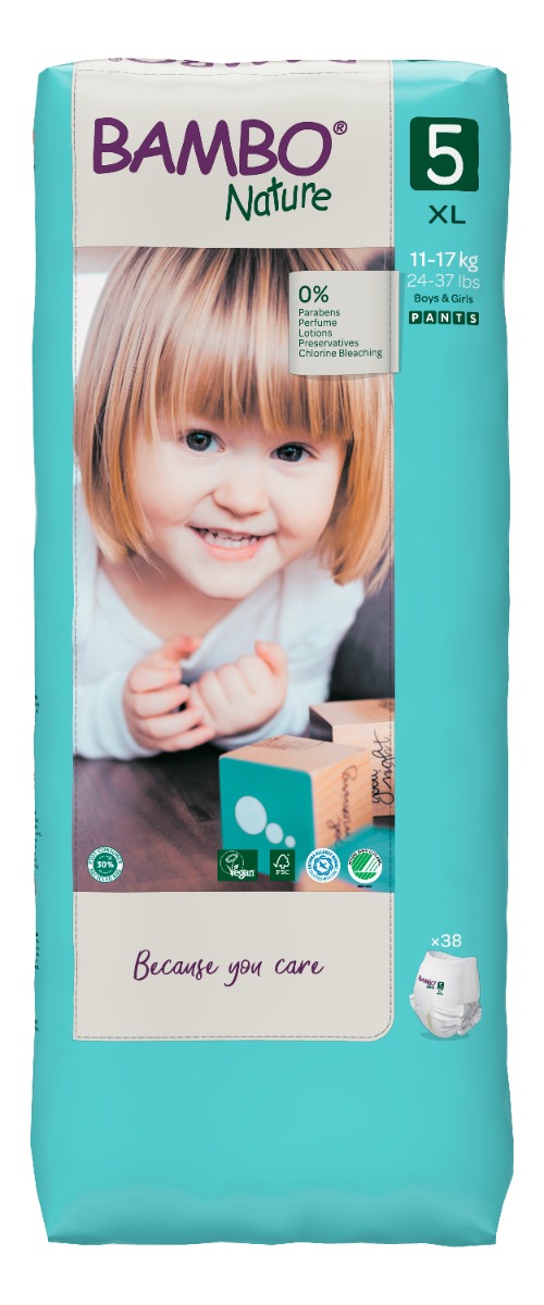 Bambo Nature Pants 5 XL 11–17 kg tréninkové kalhotky 38 ks Bambo