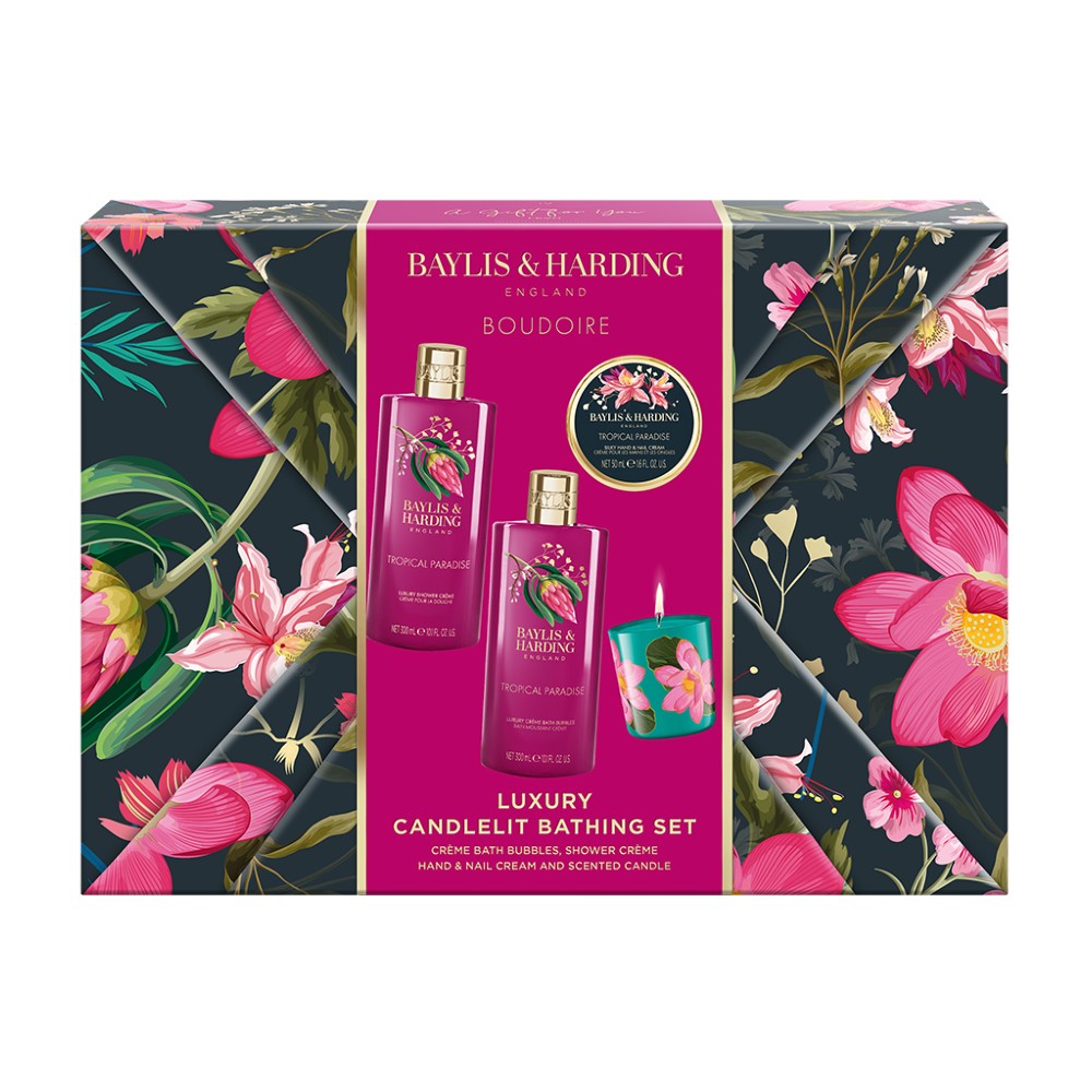 Baylis & Harding Boudoire Sada péče o tělo se svíčkou Tropical Paradise 4 ks Baylis & Harding